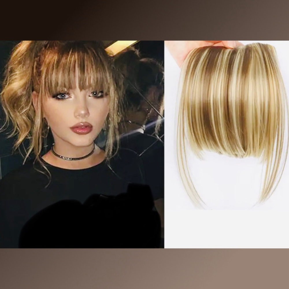 Highlight Blonde Natural Straight Synthetic Clip-In Blunt Bangs